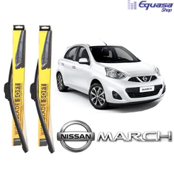 Kit Par 2 Palhetas para Limpador de Parabrisa Dianteiro para Nissan March 2011 a 2019