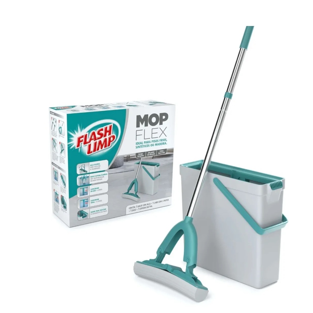 Mop Flex Lançamento Rodinho Com Balde Original Flash Limp