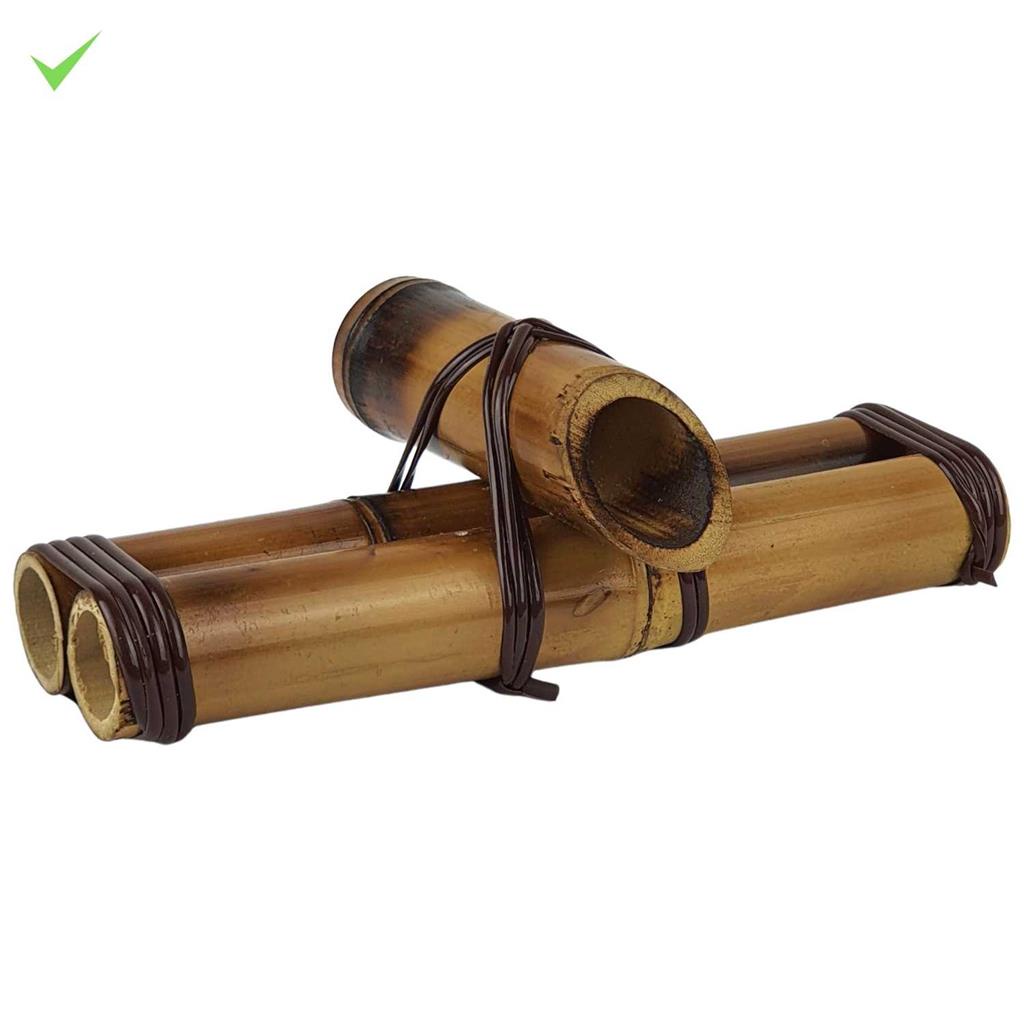 Biqueira De Bambu Natural Para Fonte De Agua 15cm Decoração