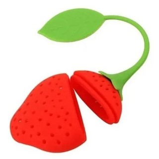 Infusor / Coador De Chá De Silicone Modelo Morango 19x5cm Clink