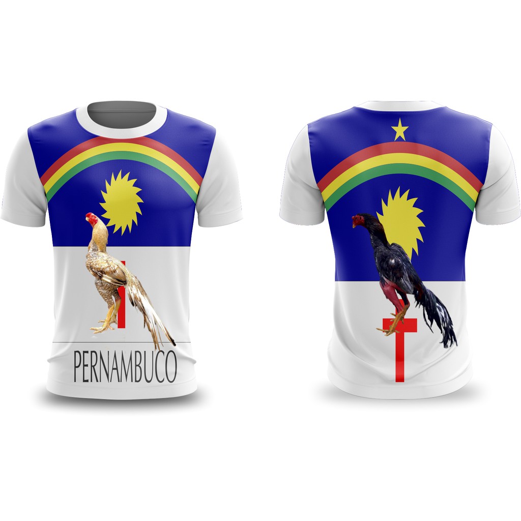 Camiseta Personalizada de galo galismo com bandeira do pernambuco