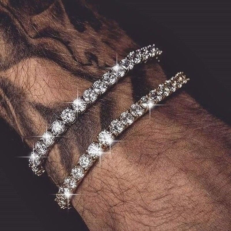 Pulseira Ice Cravejada Prateada Luxo Moda Hype Drip Hiphop