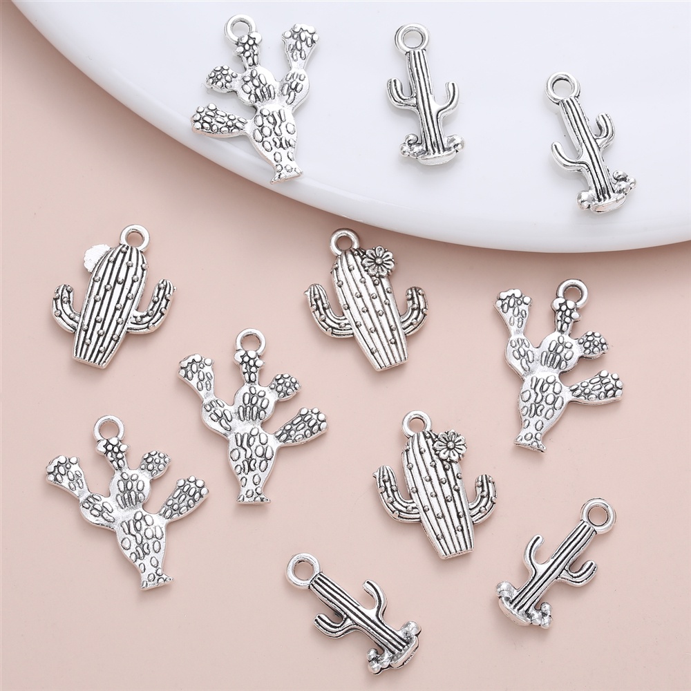 10pcs/set Delicate Lovly Cactus Vintage Charme Acessórios Para Colar Pingente Feminino Personalizado De Bijuteria