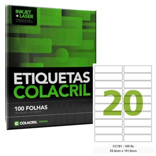 Etiqueta Adesiva Colacril CC181 (25,4x101,6 mm) - CX C/ 100 folhas em Oferta na Shopee