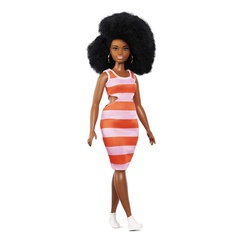 Boneca Barbie Roxanne Negra Gordinha Fashionistas 105 com cabelos Crespos e  vestido Listrado, Raridade!! Mattel FXL45 | Shopee Brasil