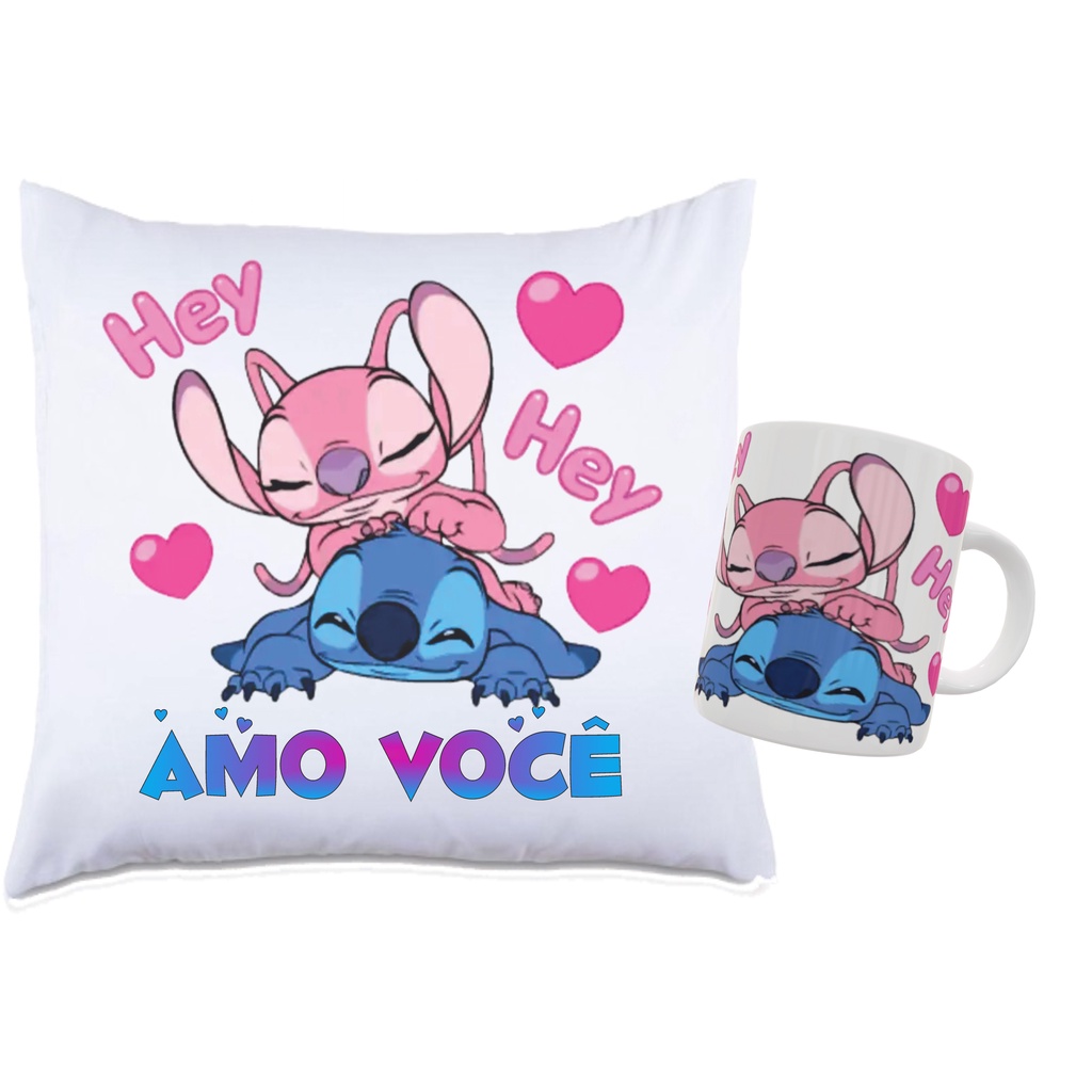 Almofada + caneca  Stitch E Angel