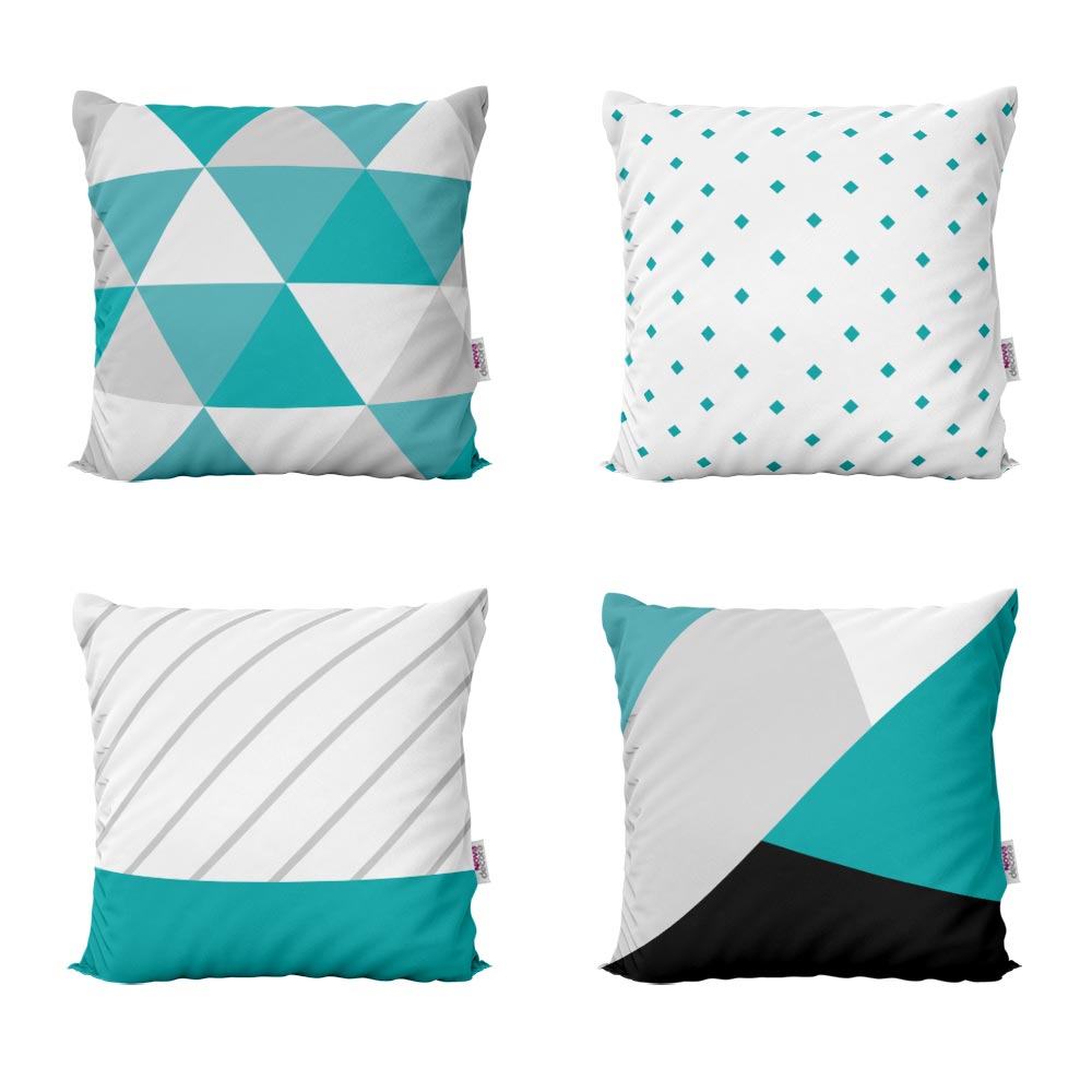 Conjunto de Almofadas Decorativas Azul Turquesa Para Sofá 40x40 - Novadecora