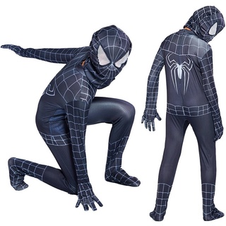 Crianças Trajes Adultos Do Homem Aranha Preto Halloween Cosplay Superhero Spider Suit