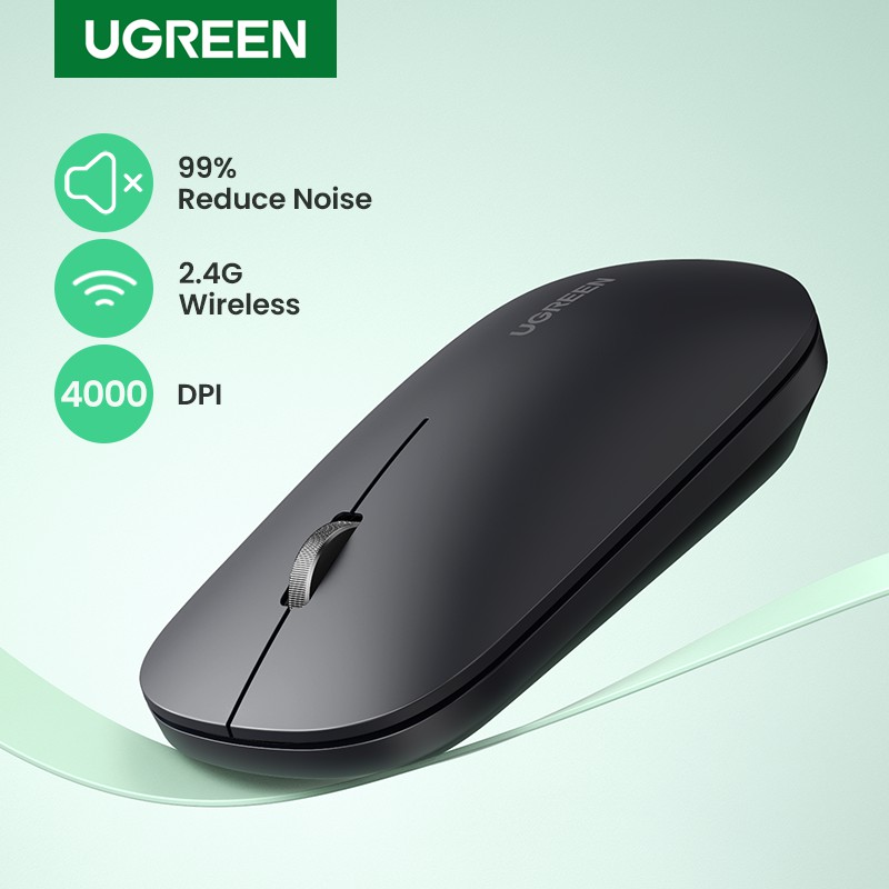 UGREEN Mouse Sem Fio Silencioso 4000 DPI Para Computador Portátil PC Souris Sans Fil 3cm Fino 2.4G