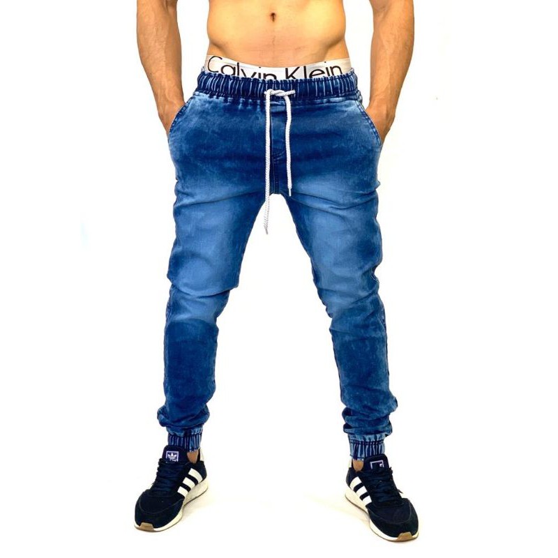 Calça Jeans Jogger Masculina Estilo Destroyed Slim Fit - Escorrega o Preço