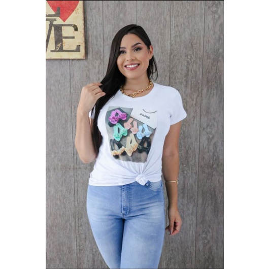 Tshirt De Luxo /verão Soltinha / Blusa De Viscolycra Com Pedraria