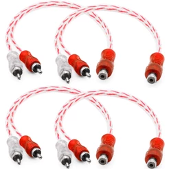 4 Cabo Y RCA Blindado 1 Femea 2 Macho Injetado Vermelho 4mm Som Automotivo Caixa Bob Paredão