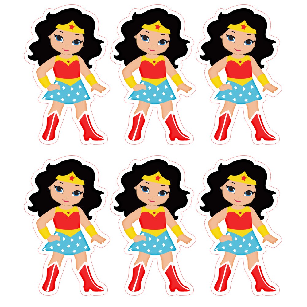 50 Apliques Mulher Maravilha Baby Toppers Recortes Tubete Enfeites Tags