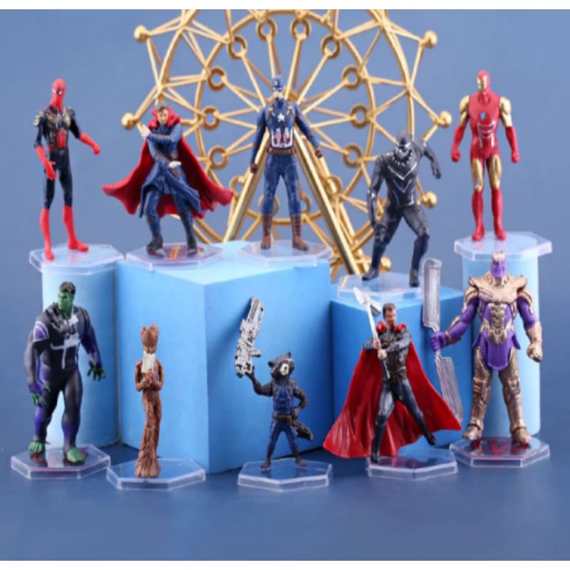 Boneco Marvel Vingadores Thanos Homem Aranha Thor Homem de ferro Hulk 10cm não articulado Action Figure colecionáveis