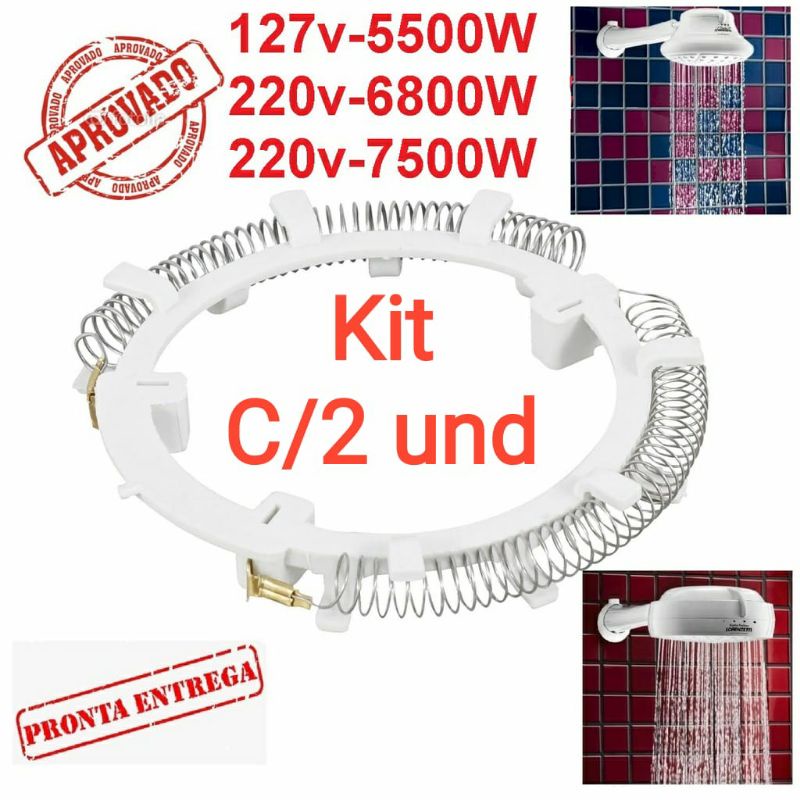Resistência Lorenzetti PARALELA WR Bella ducha 4T/Fashion 5500W/6800W/7500W ANTIGA/ULTRA  127v 220v
