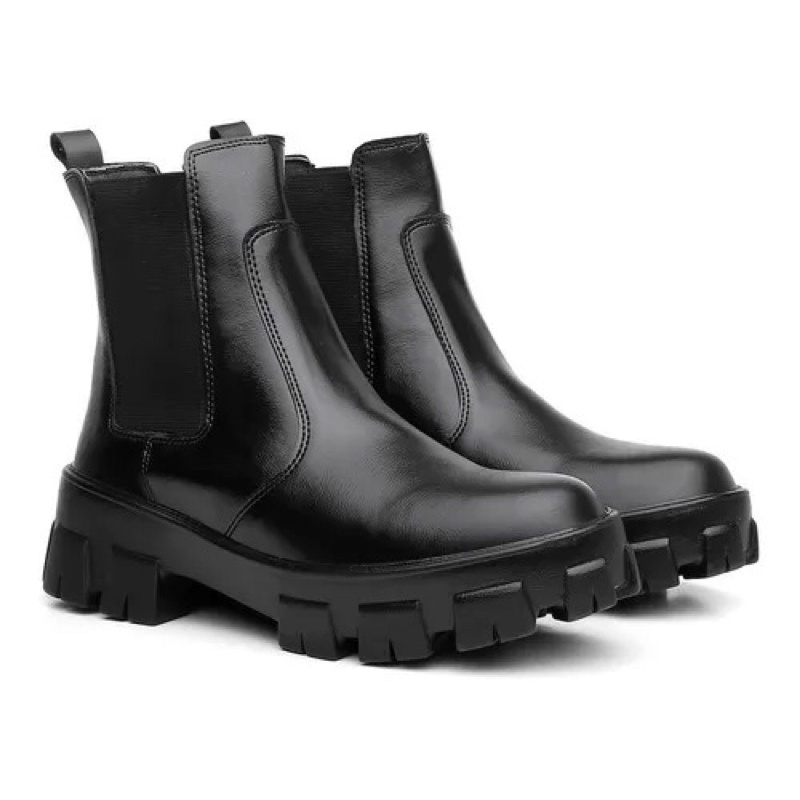 Bota Coturno Feminino Cano Curto Chelsea Tratorada Blogueira em Oferta na Shopee