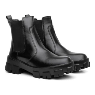 Bota Coturno Feminino Cano Curto Chelsea Tratorada Blogueira em Oferta na Shopee