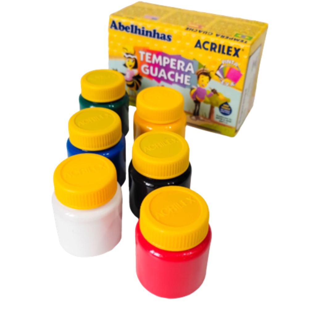 Tinta Guache Acrilex- Caixa Com 6 Cores 15Ml Cada em Oferta na Shopee