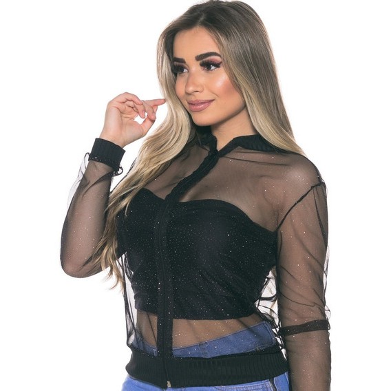 bomber transparente com brilho