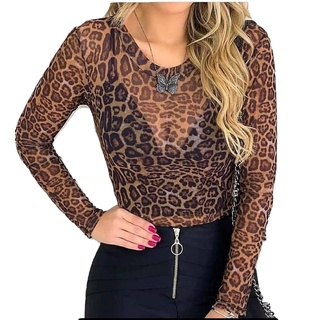 Body Tule Transparência - Várias Estampas - (Animal Print - Zebra, Animal Print - Oncinha, Preto e Camuflado Militar)