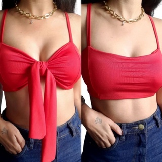 Cropped Feminino 2 Formas de Usar em tecido Suplex Acompanha Fita Para Amarrar