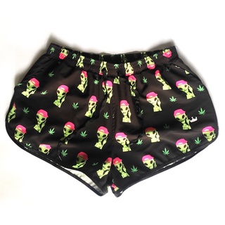 Shorts feminino canabis E.T 02 hora do chá Friends Short Curto Praia Feminino