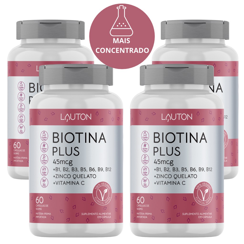 Kit 6 Biotina Plus Premium Com Vitaminas Do Complexo B, C E Zinco ...