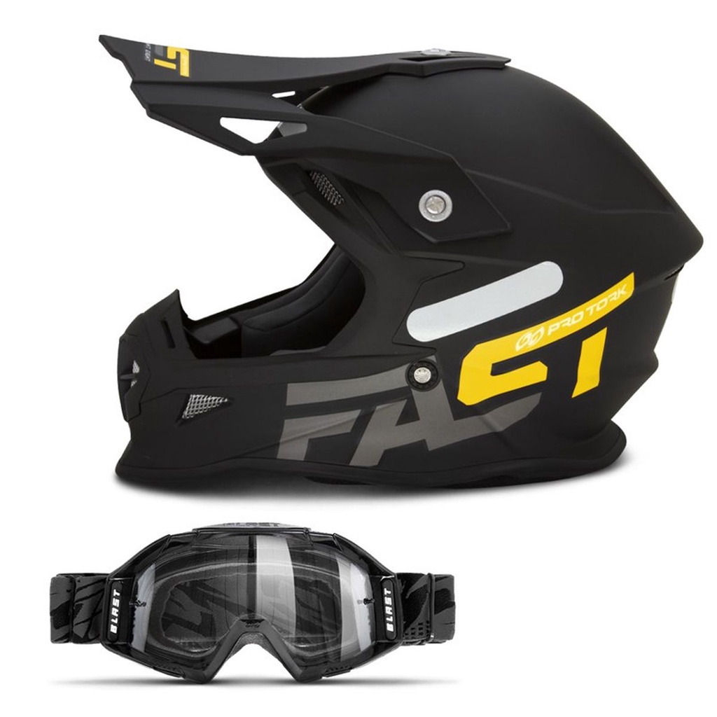 Capacete Motocross Trilha Off Road Pro Tork Fast 788 Solid Masculino Feminino + Óculos Blast em Oferta na Shopee