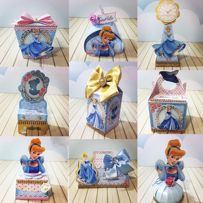 Kit Festa CINDERELA Personalizado | Lembrancinhas | Decoração Aniversário | Caixa Milk Pirâmide