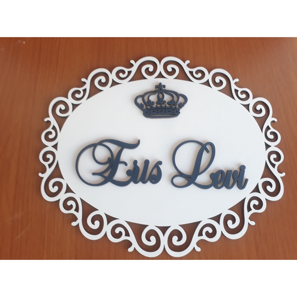 Quadrinho porta  maternidade arabesco branco menino/menina personalizado(ACOMPANHA BRINDE)