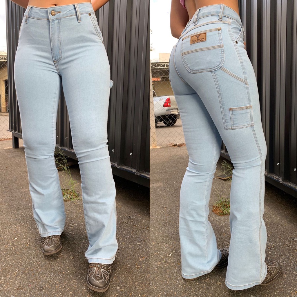 CALÇA CARPINTEIRA FEM. FLARE TEX TEAM SKY