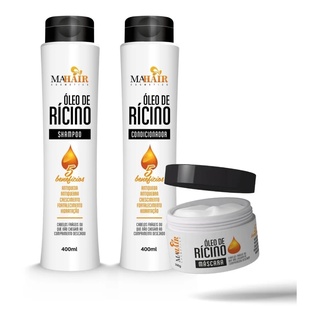 Kit Capilar Óleo de Rícino Antiqueda MAHAIR Com 3 Produtos