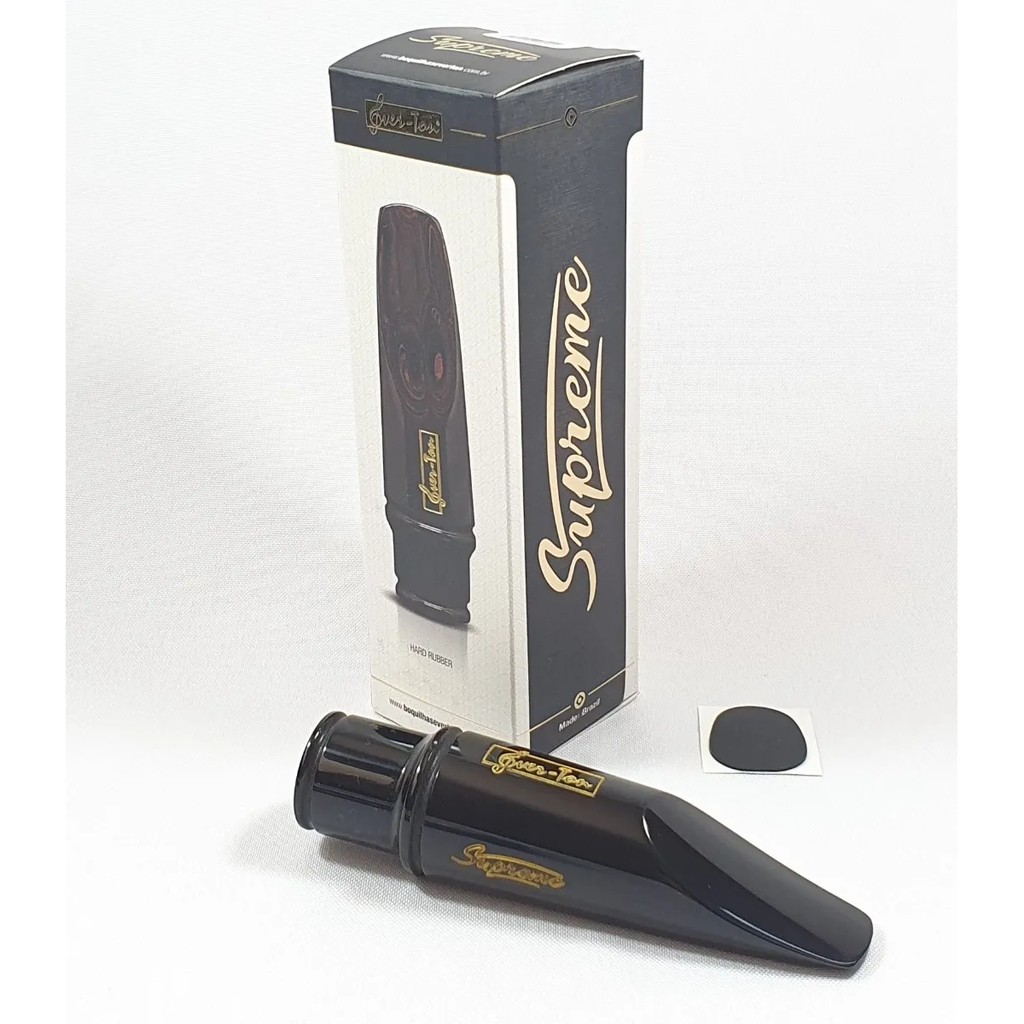 Boquilha Ever-ton Supreme Hard Rubber Sax Tenor Black + Protetor de Dente Boquilha Everton