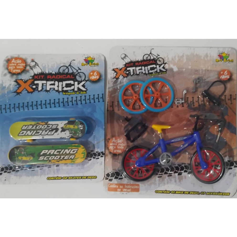 Kit Infantil Super Radical mini Bicicleta dedo Skates coloridos