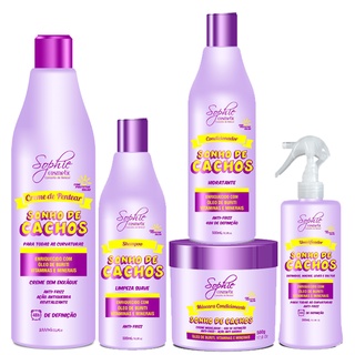 Combo Completo SONHO DE CACHOS Sophie Cosmetic Linha Hidratante Nutri Cachos 5 Produtos