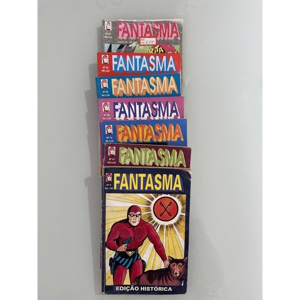 Lote raro colecionador edição histórica gibi fantasma n 4, 12, 13, 20, 22, 23 e 27 hq revista