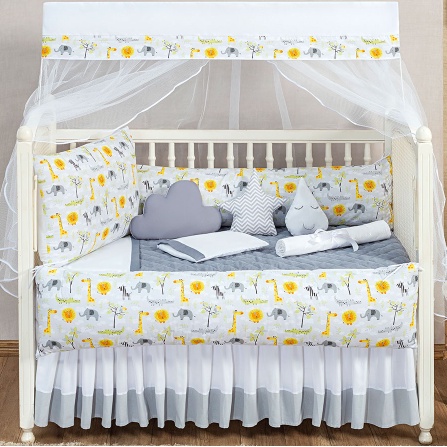 Kit Protetor Berço Safari Almofadas e Protetores 8 Peças Menino Menina