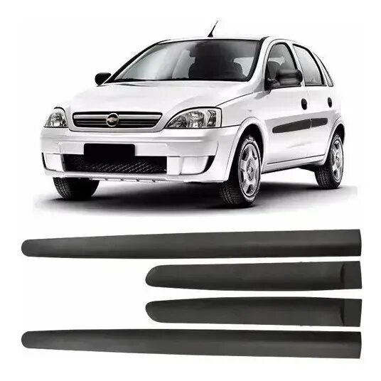 Jogo Friso Lateral Corsa Novo G2 Hatch Sedan Preto Largo