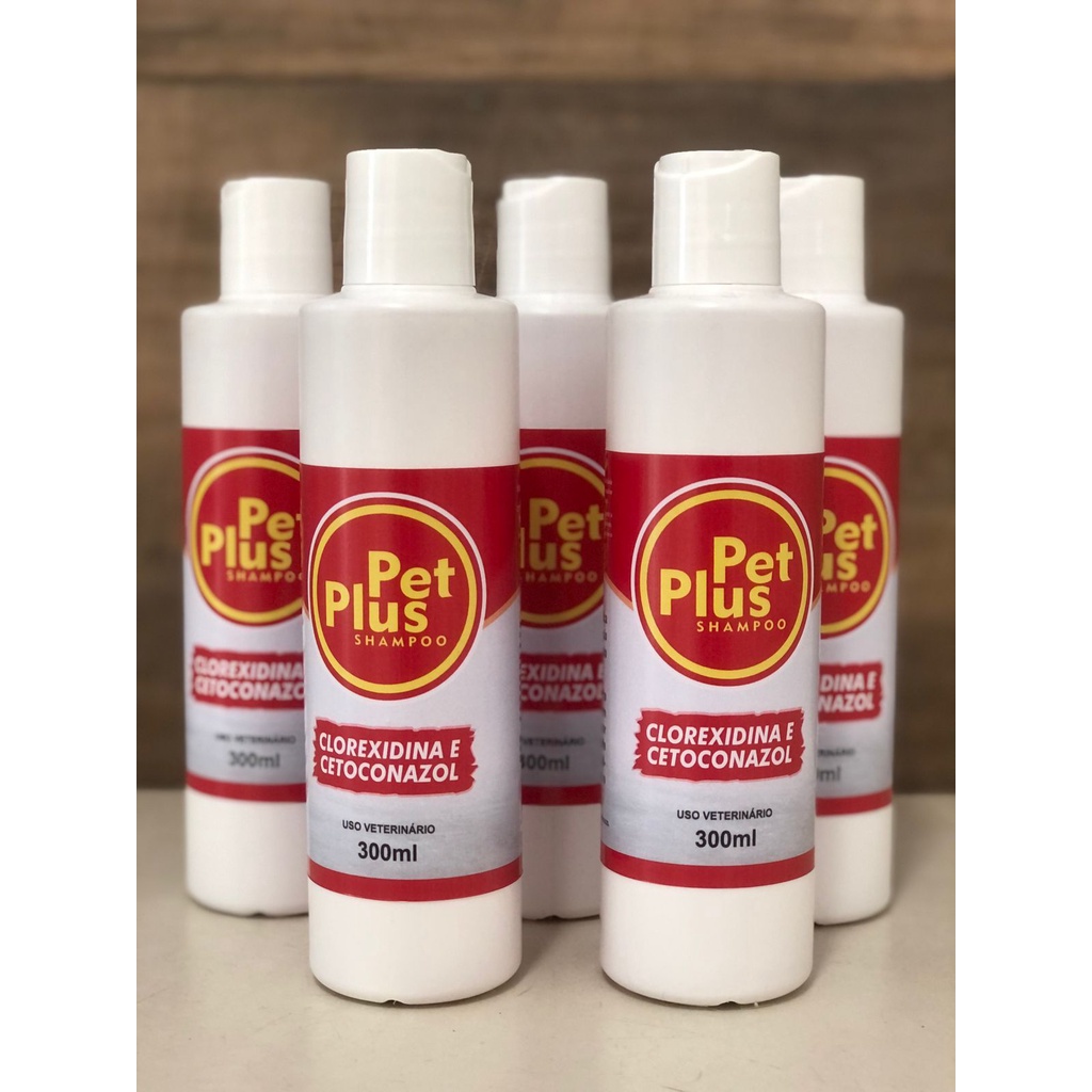 Shampoo Clorexidina + Cetoconazol 5 unidades 300ml Pet Plus Shopee Brasil