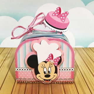 Kit com 5 Caixas Maleta Personalizada Minnie Confeiteira 3d