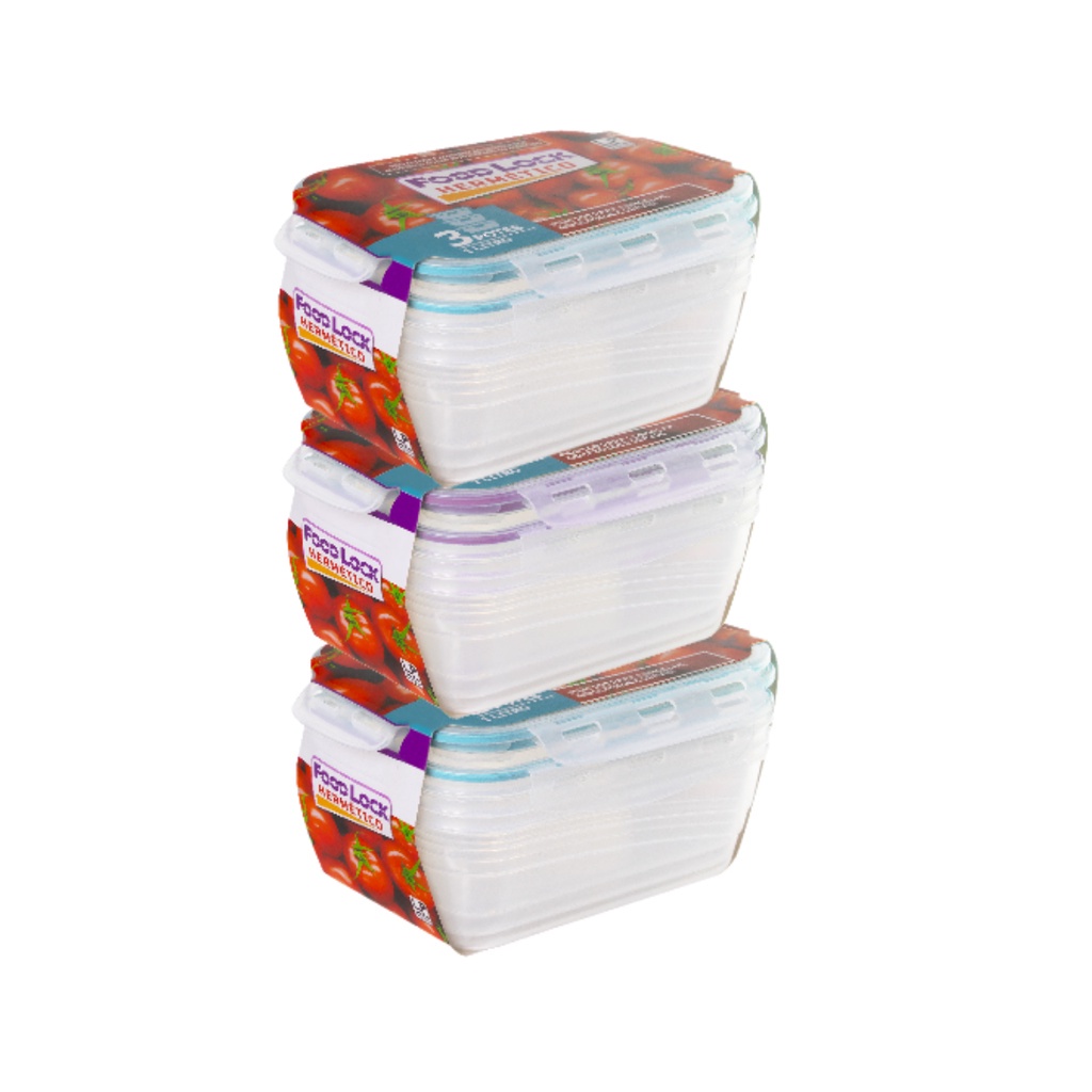 09 Potes Hermetico Plasticos Para Armazenar 1L c/ Travas
