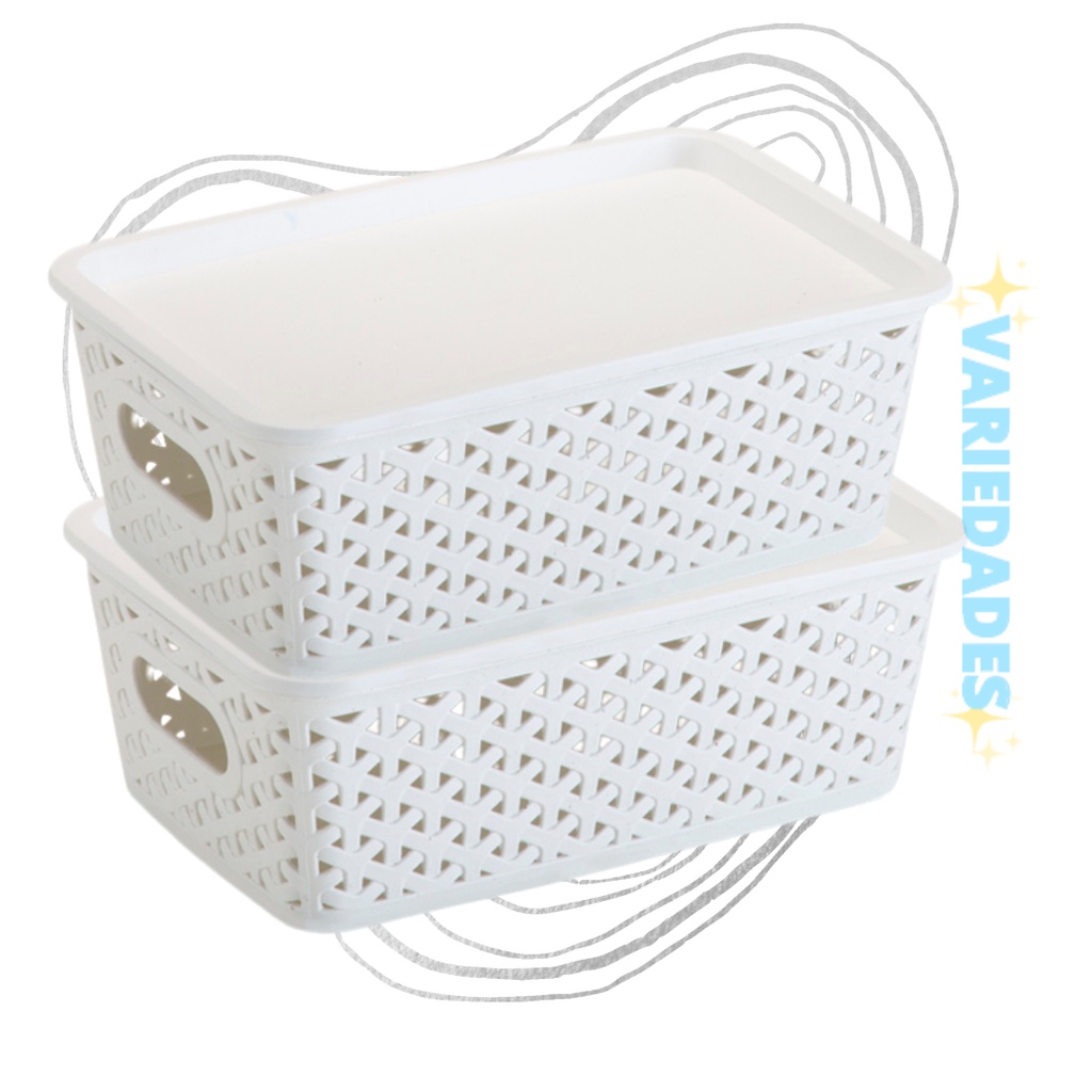 Caixa Cesto Organizadora Rattan Branca 3L - 2 UN em Oferta na Shopee