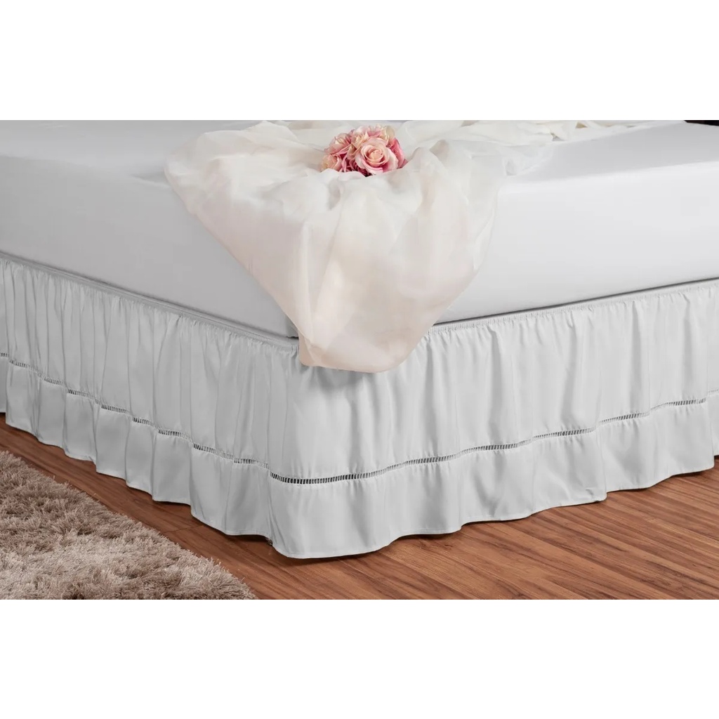 Saia Cama Box Conjugada Queen 1.98x1.58x0.35 Cinza em Oferta na Shopee