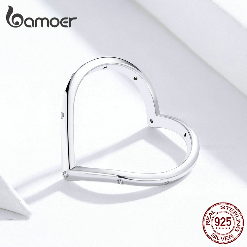 Detalhes do Anel Bamoer De Prata 925 Com Formato De Amor SCR622