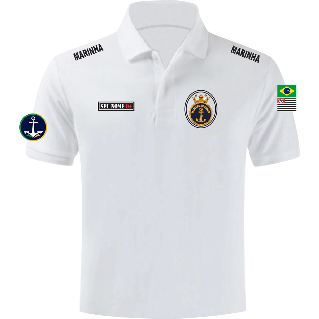 heart Milky white Clancy Camisa Polo Marinha Do Brasil Esquadra | Shopee Brasil