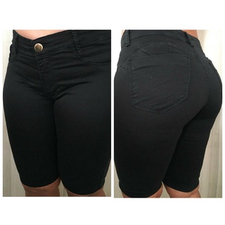 Bermuda Ciclista Preta Cós Alto Modelagem Levanta Bumbum