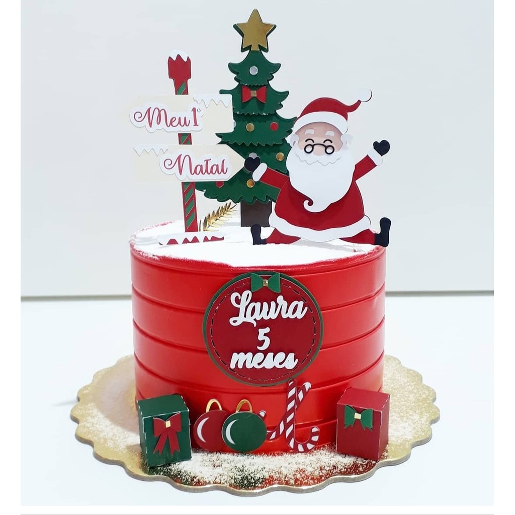 Topo de Bolo Personalizado Natal infantil | Shopee Brasil