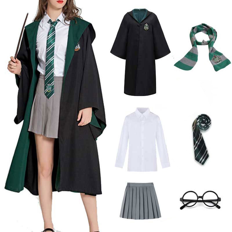 Kids Adult Slytherin Robe Cloak Costume For Children Men Women Magic School  Uniform Wizard Cosplay Halloween Costume | Shopee Brasil
