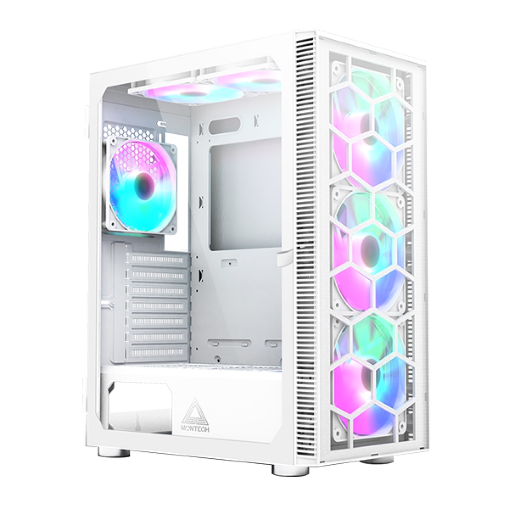Gabinete Gamer Montech x3 Glass, Mid Tower, White, ATX, 6 Fans, Vidro Temperado
