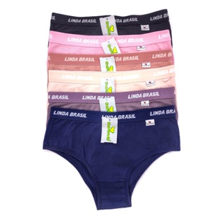 Kit 06 Calcinhas 2631 Algodão Lisa Cós Largo Macias Linda Brasil em Oferta na Shopee